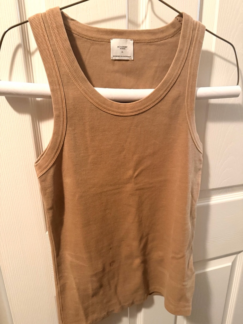 Cotton Ribbed Tank Top in Tan - Women's